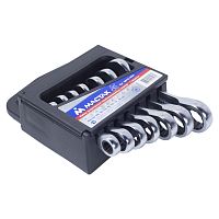 МАСТАК Набор комбинированных трещоточных укороченных ключей, 10-19 мм, 7 предметов МАСТАК 0215-07H